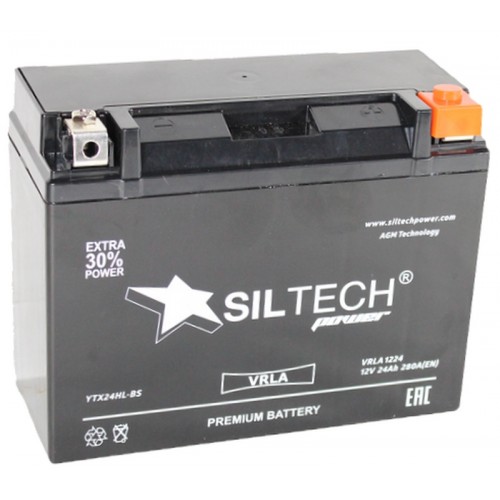 Аккумулятор SILTECH VRLA1224 12V24Аh о.п. (YTX24HL-BS) (уп.4 шт) [д205ш90в159/280]