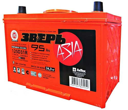 Аккумулятор ЗВЕРЬ ASIA 95 А/ч ОБР 306x175x225 EN930