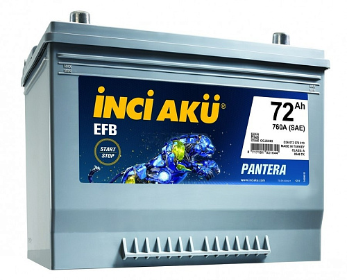 Аккумулятор Inci Aku ASIA Nanogold Start-Stop EFB 6СТ- 72 (о.п.) (90D26L) ниж.креп. [д264ш175в220/76