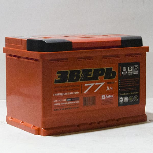 Аккумулятор ЗВЕРЬ 77 А/ч ОБР 278x175x190 EN800